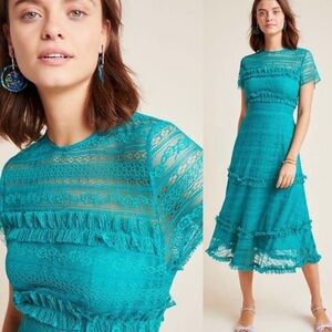 Anthropologie Vone Dashing Lace Midi Dress
